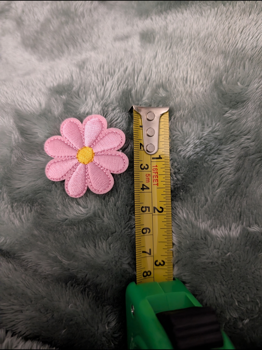 Pink Daisy Iron On Patch with Yellow Center